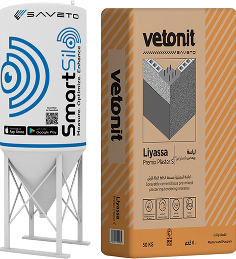 Sprayable cementitious premixed plastering/rendering material.